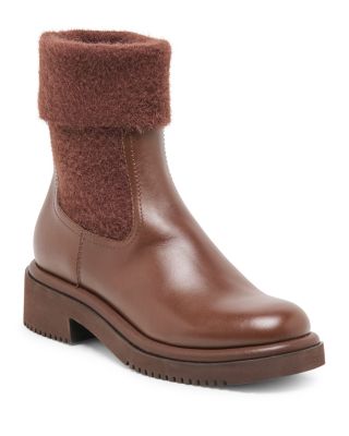 Women's Barbi Plush Knit & Leather Ankle Boots