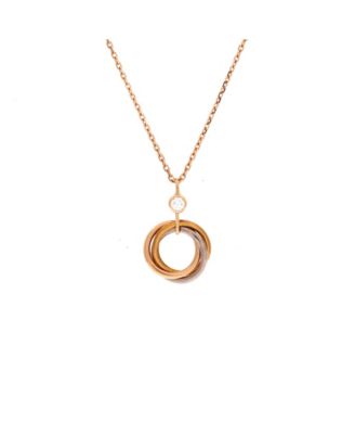  Trinity Pendant Necklace 18K Tricolor Gold with Diamond, 15.75"