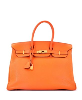 Birkin 35 Handbag Orange Clemence with Gold Hardware