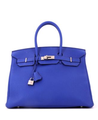 Birkin 35 Handbag Blue Togo with Palladium Hardware