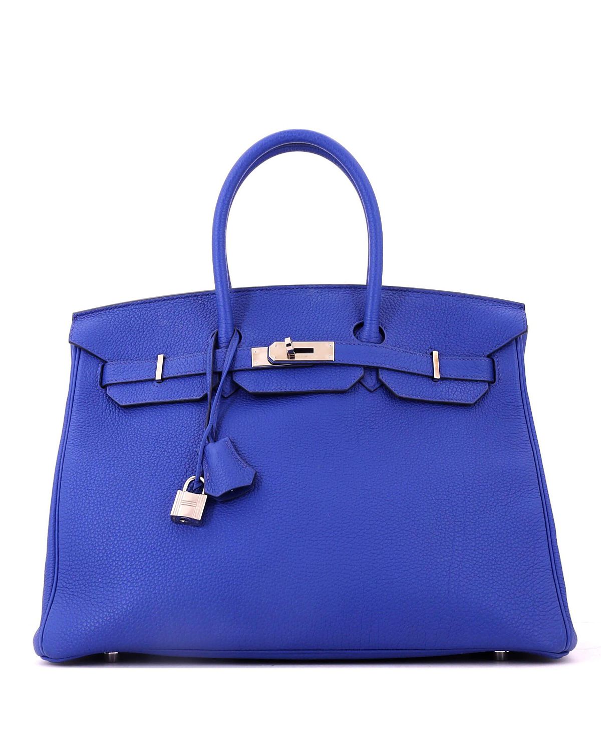 Pre-Owned HERMES Birkin 35 Handbag Blue Togo with Palladium Hardware