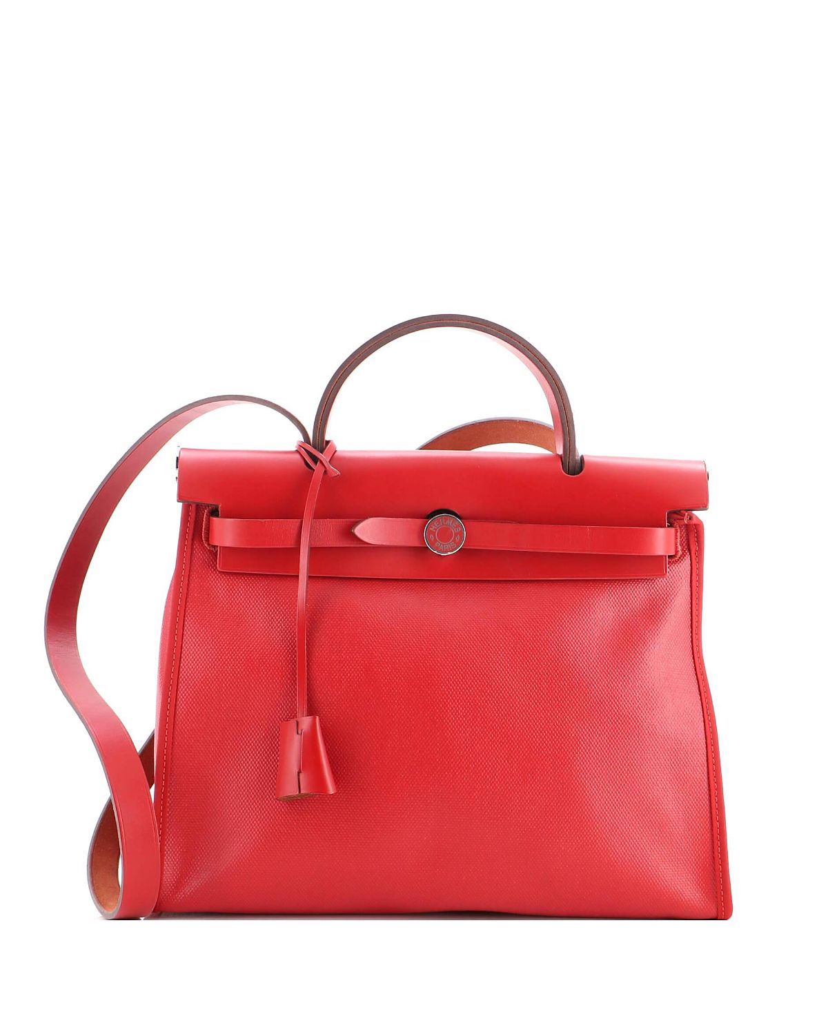 Pre-Owned HERMES 31 Herbag Zip Berline Vache Canvas and Leather
