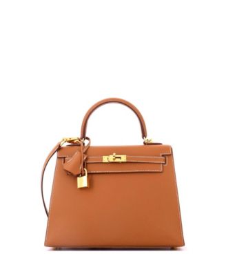 Kelly 25 Handbag Brown Epsom with Gold Hardware