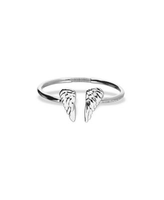  Sterling Silver-Plated Rigid Bracelet with Wing Detail at the Ends