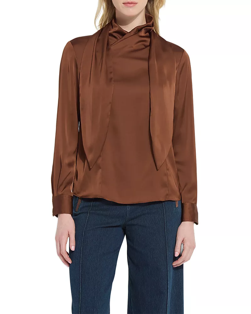 Lysse Johanna Satin Scarf Neck Blouse