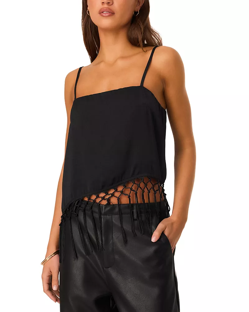 Sndys Pim Fringe Cropped Square Neck Camisole