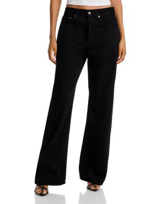Cotton Wide Leg Jeans in Black
