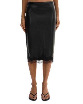 Sonja Lace Trim Faux Leather Skirt