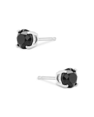 Black Diamond Stud Earrings in 14K White Gold, 1.0 tcw