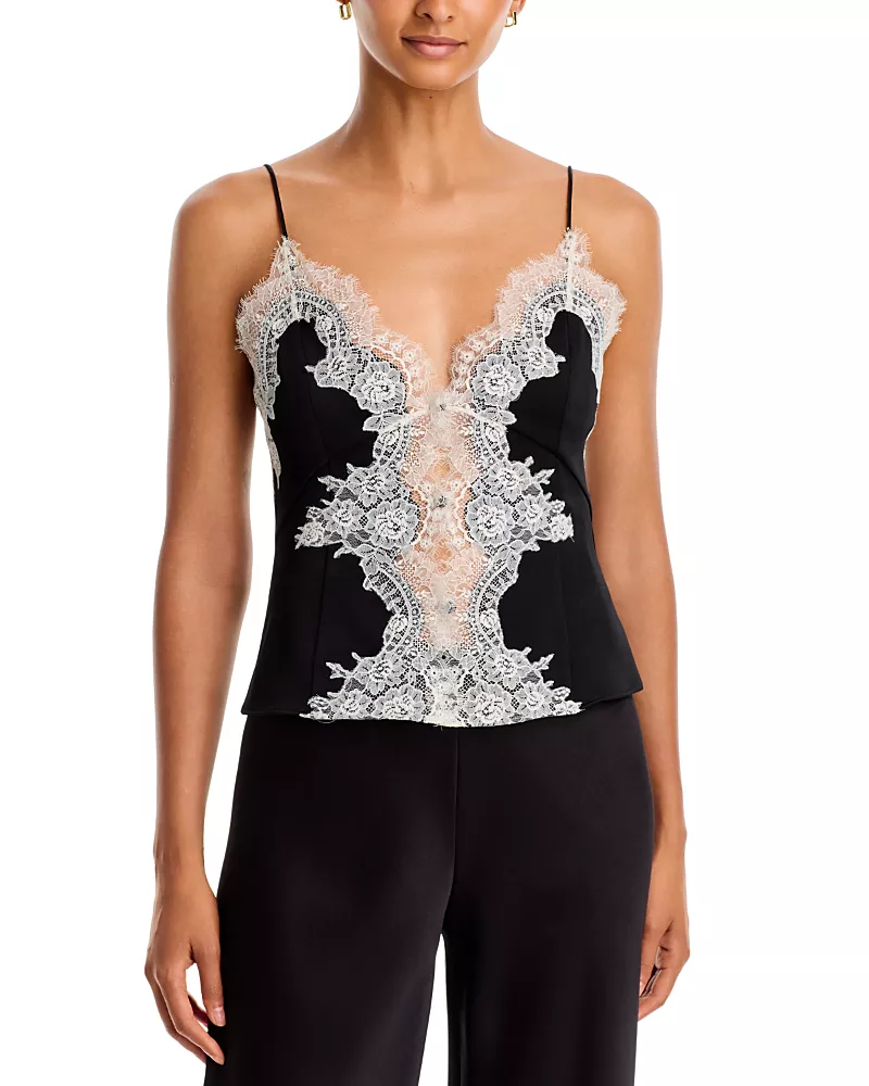 Alice and Olivia Julietta Button Cutaway Lace Slip Cami