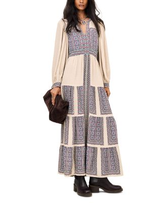 Olly Button Front Paneled Maxi Dress