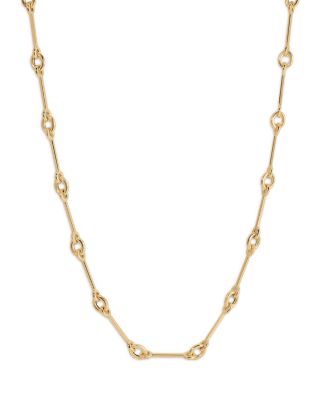 14K Yellow Gold Interlink Station Collar Necklace, 16"