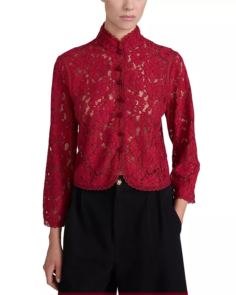 Frame The Lace Salon Button Front Top