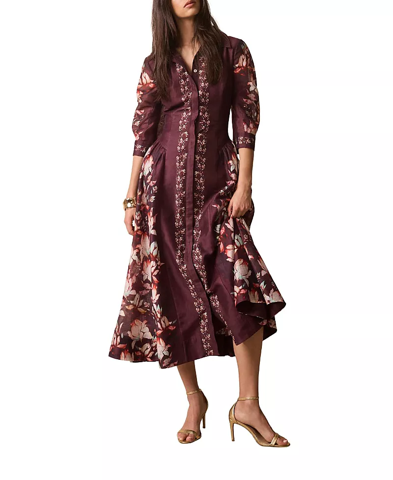 Mint Velvet Women's Floral Midi Shirt Dress