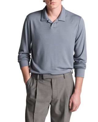 Vince Wool Interlock Long Sleeve Johnny Polo Shirt
