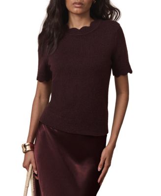  Women's Scallop Crew Knit Top