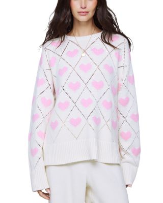 Pointelle Knit Heart Sweater