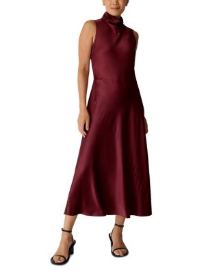 Silk Blend Cowlneck Maxi Dress