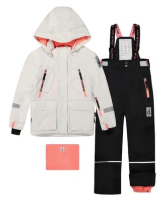  Girls' Fleece Lined Teknik Jacket & Pants Two Piece Snowsuit - Big Kid