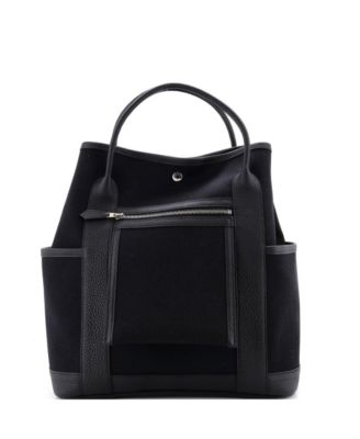 Vertical Garden Party Pockets Tote Toile and Leather