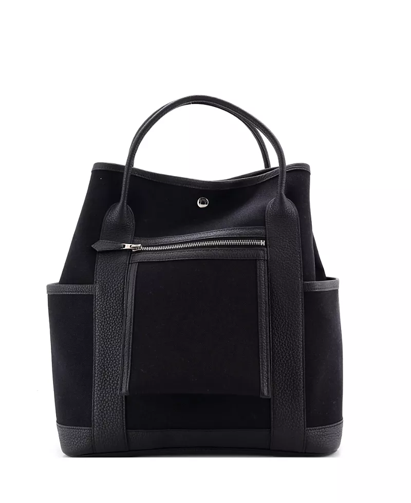 Pre-Owned HERMES Vertical Garden Party Pockets Tote Toile and Leather