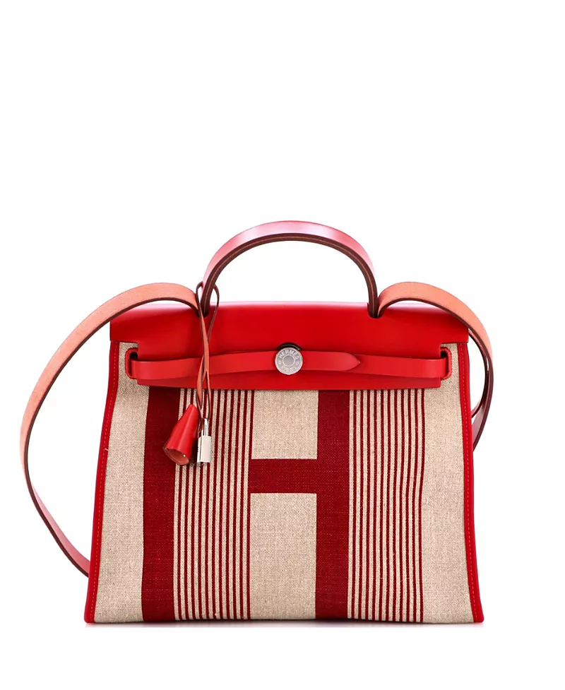 Pre-Owned HERMES 31 Herbag Zip H Vibration Toile and Leather