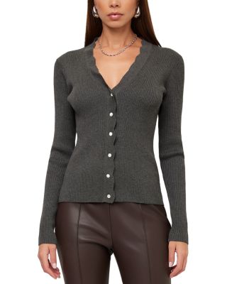 Fifteen Twenty Bliss Ribbed Scalloped Edge Cardigan