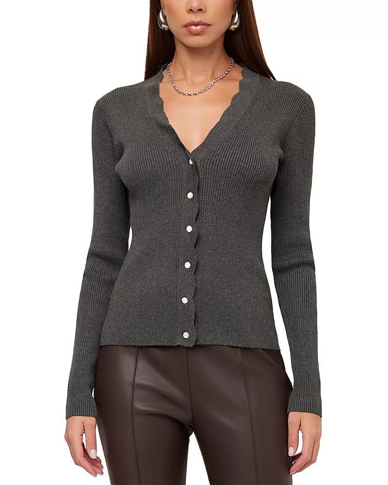 Fifteen Twenty Bliss Ribbed Scalloped Edge Cardigan