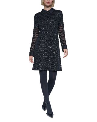 Sequined Long Sleeve Above the Knee Dress