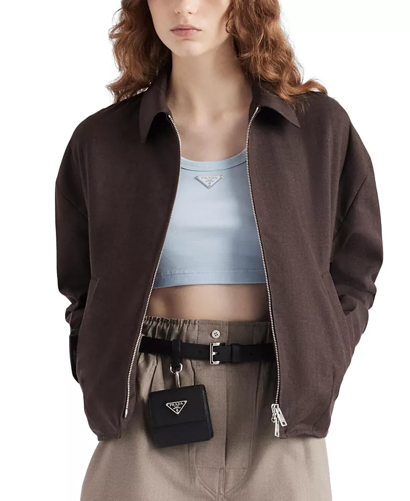 Prada Ribbed Knit Cotton Crop Top