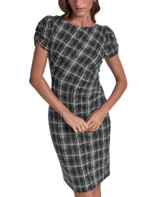 Textured Plaid Sheath Dress 