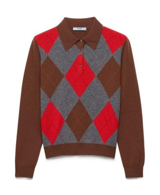  Argyle Cashmere Polo Sweater