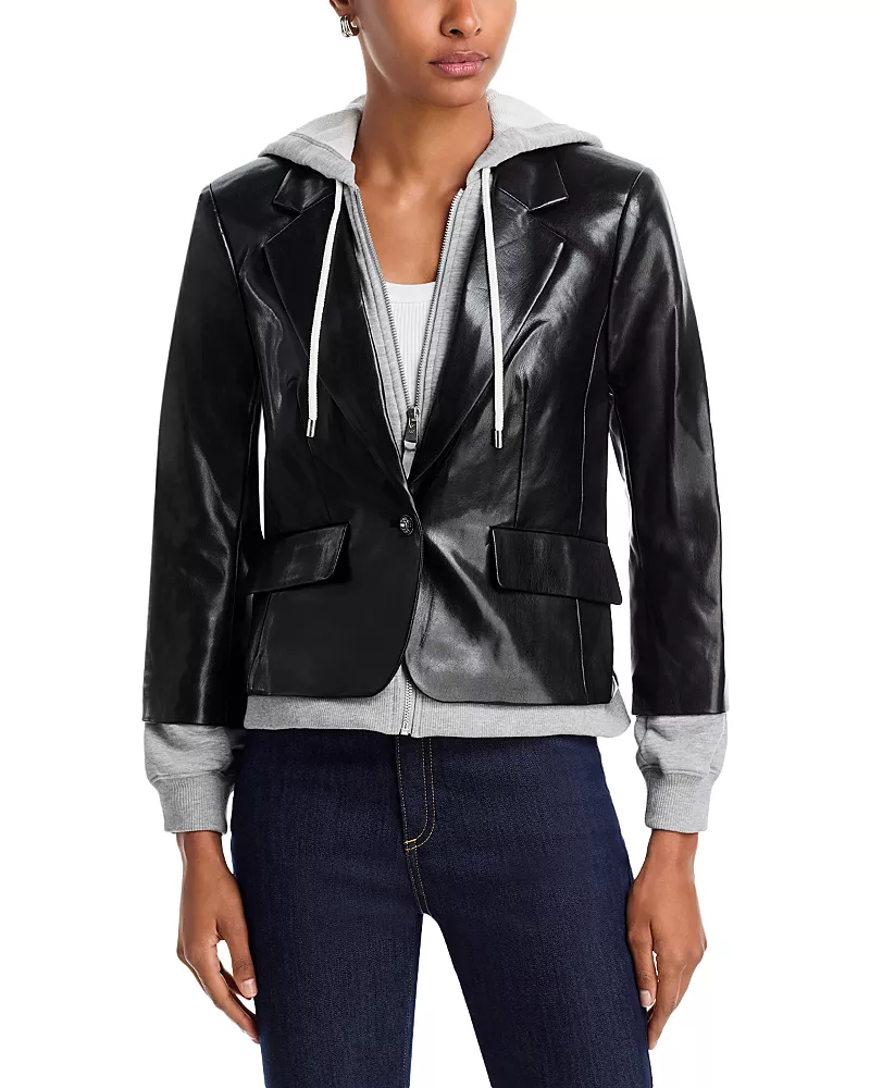 Cinq a Sept Le Petit Khloe Faux Leather Layered Blazer