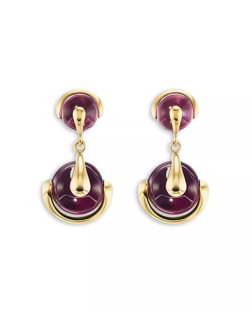 Marina B 18K Yellow Gold Cardan Russian Quartz Drop Earrings