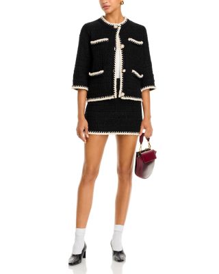 Knitted V Neck Cardigan & Knitted Mini Skirt