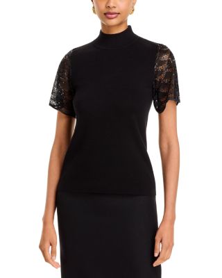 Sequin & Beaded Mock Neck  Sweater