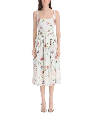 Painted Iris Cotton Stretch Midi Dress