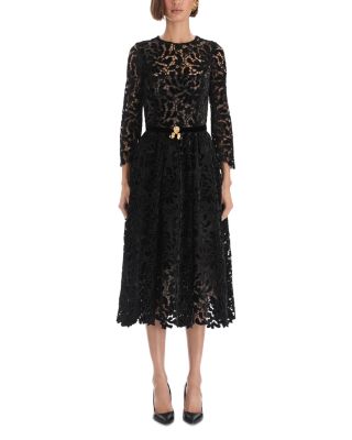 Chrysanthemum Guipure Belted Midi Dress