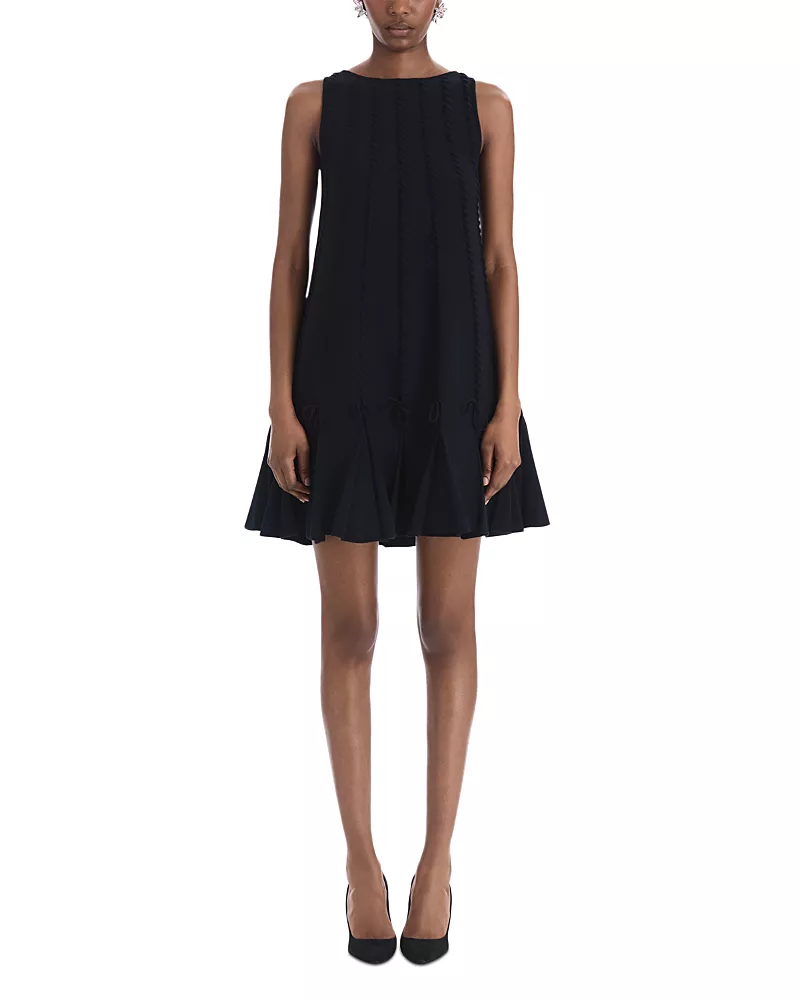 Oscar de la Renta Wool Tassel Trim Shift Dress