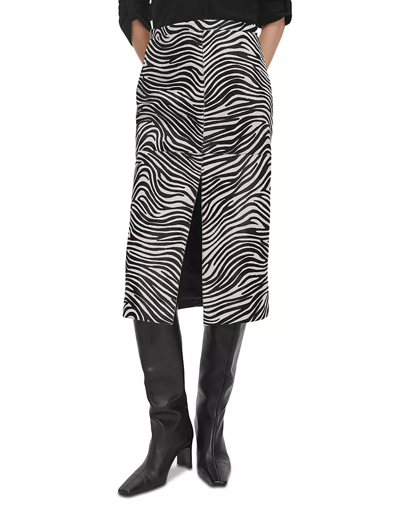rag & bone Bessie Calf Hair High Rise Midi Skirt