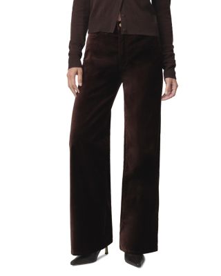 The Mia Petite Velveteen Wide Leg Jeans in Coffee Bean