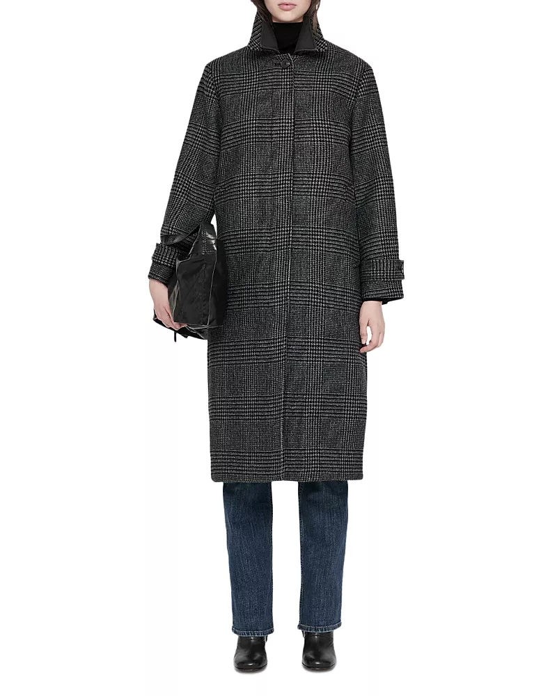 Allsaints Bianca Houndstooth Double Collar Coat