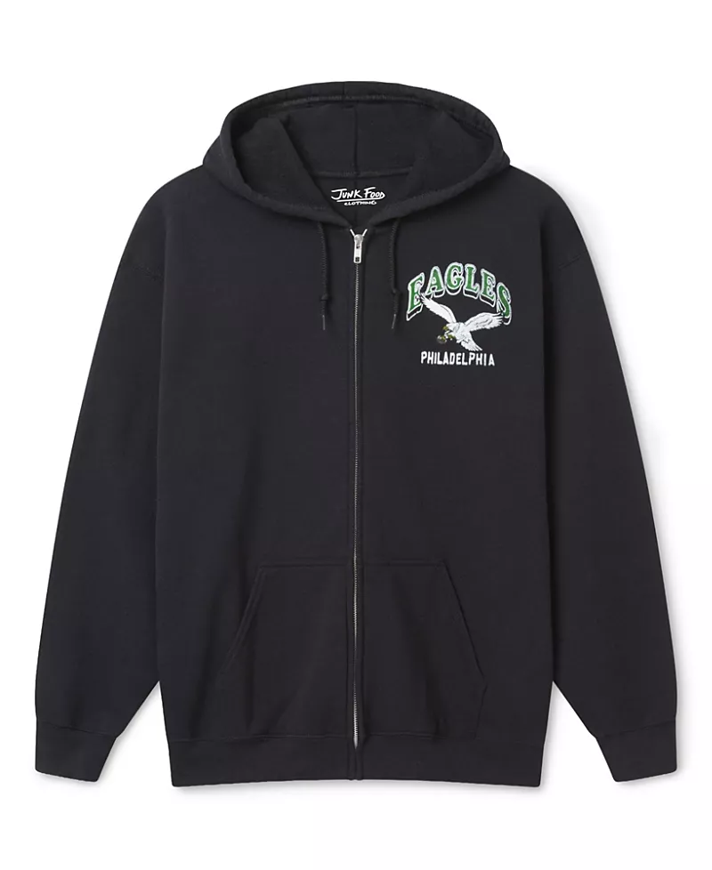 Junk Food Clothing Unisex Nfl Philadelphia Eagles City Edition Crest Zip Up Hoodie