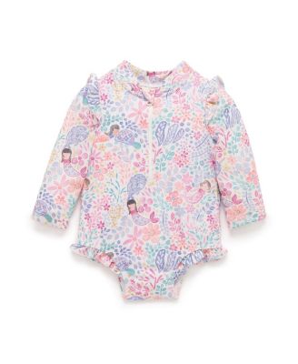 Girls' Printed Frilly Long Sleeve Swimsuit - Baby, Little Kid