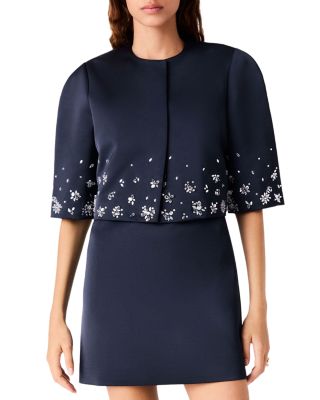 Vastapril Cropped Rhinestone Embellished Satin Jacket