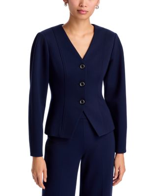 Carver Collarless V Neck Jacket 