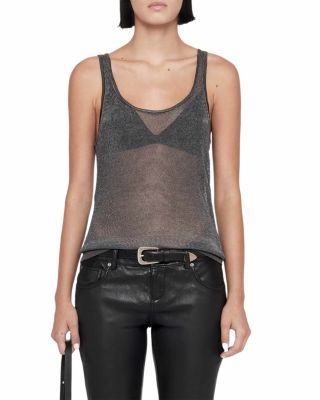 Silvi Metallic Sheer Scoop Neck Tank
