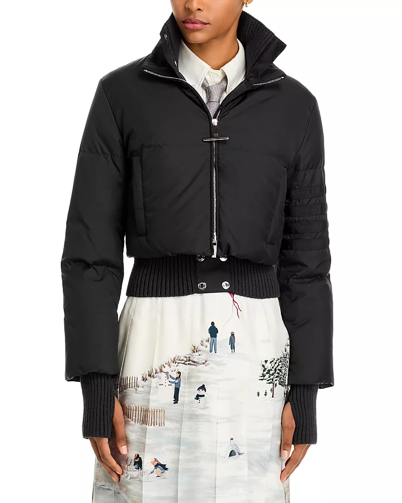 Thom Browne Ripstop Cropped Down Bomber Jacket