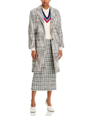 Cashmere Blend Tweed Elongated Overcoat