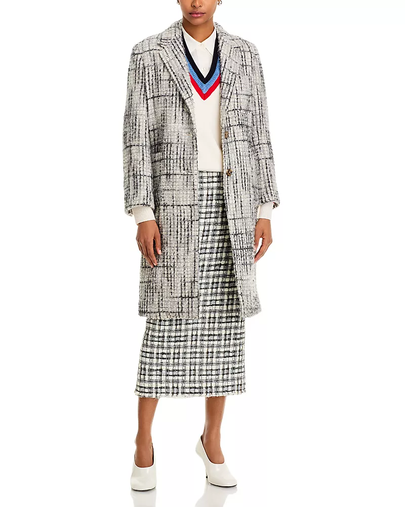 Thom Browne Cashmere Blend Tweed Elongated Overcoat